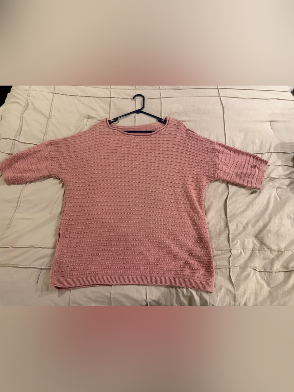 Women's Dusty Pink Short-Sleeve Knit Sweater - Size L